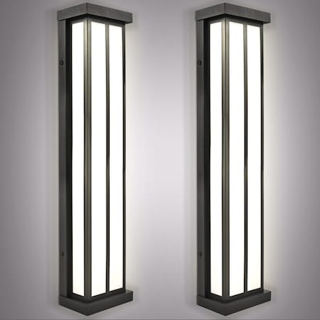 Luxrite Outdoor LED Wall Sconce 24in Outdoor Wall Light Black Aluminum 3CCT 3000K-5000K 26W ETL IP65, 2PK LR40318-2PK